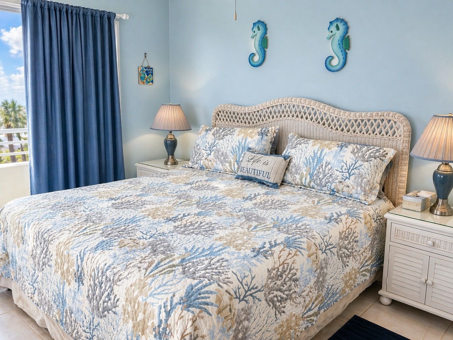 Unit 304 master bedroom with king bed